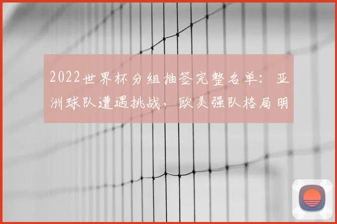 2022世界杯分组抽签完整名单：亚洲球队遭遇挑战，欧美强队格局明朗